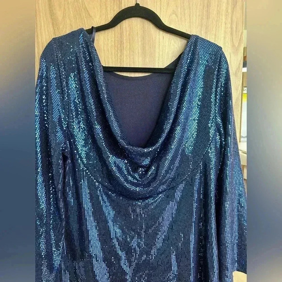 JM studio by John Meyer size 12 navy blue sequin festive dress elegant like new - Picture 4 of 7